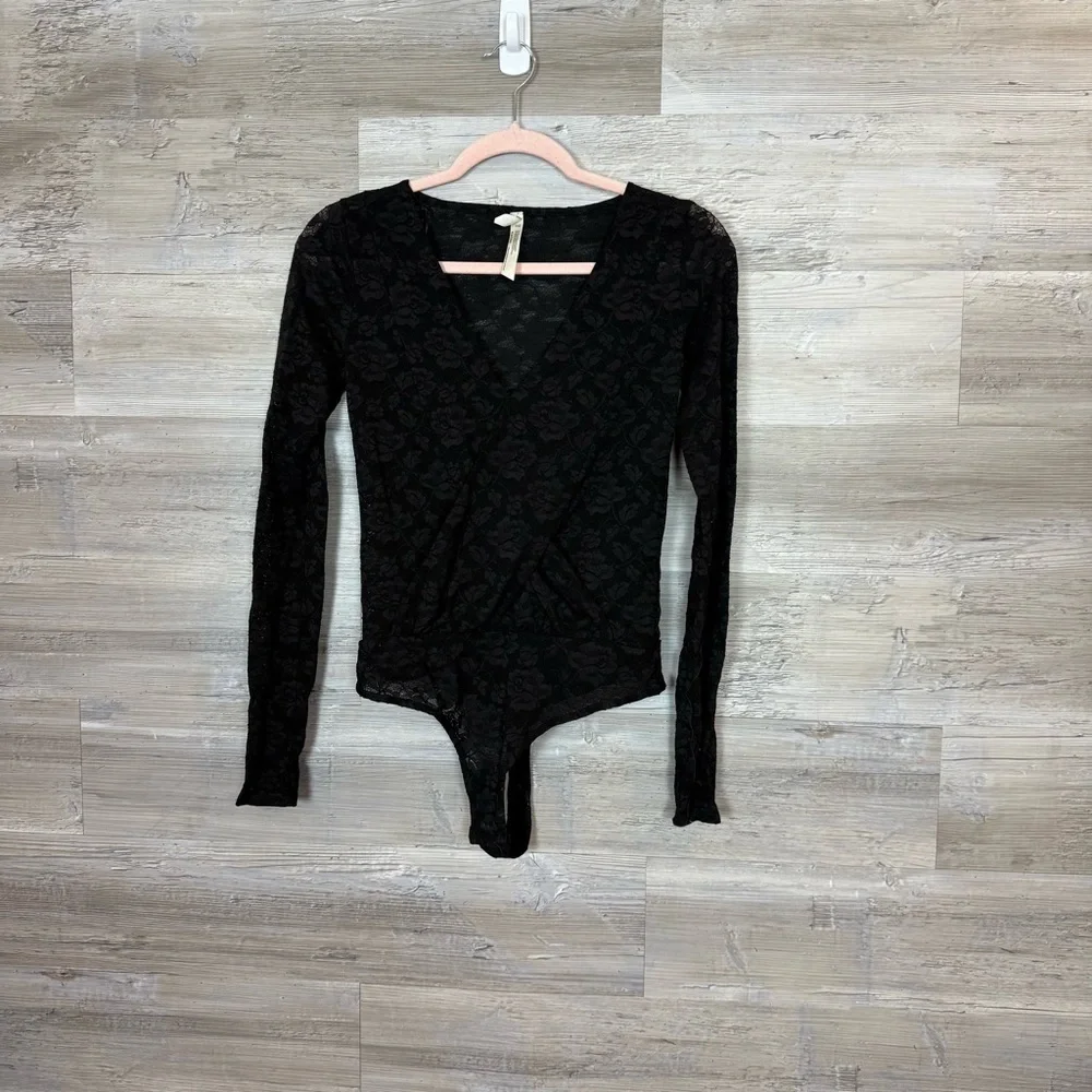 Intimately Free People Black Lace Bodysuit